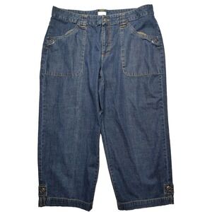 Gander Mountain Women Size 16 Dark Wash Blue Denim Capri Jeans